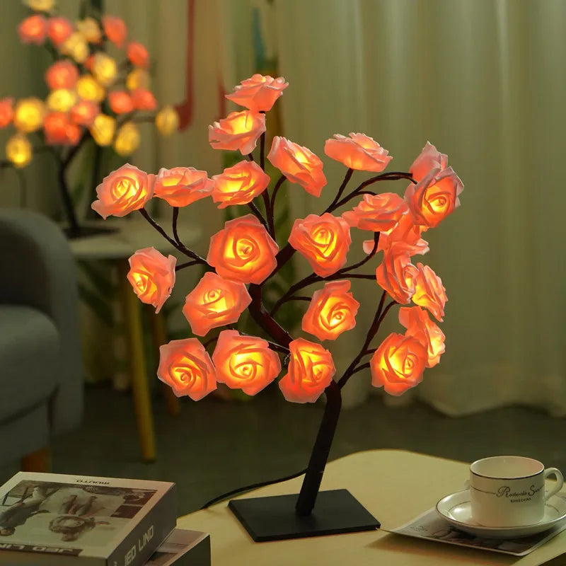 24 LED Rose Lamp, Rose Light Tree Table Top Decorations for Wedding Mother's Day Valentine’s Day Decorations, Gift for Girls Mom