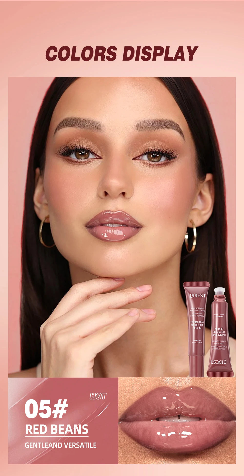 QIBEST Moisturizing Lip Gloss – Waterproof, Long-Lasting, and Easy to Apply