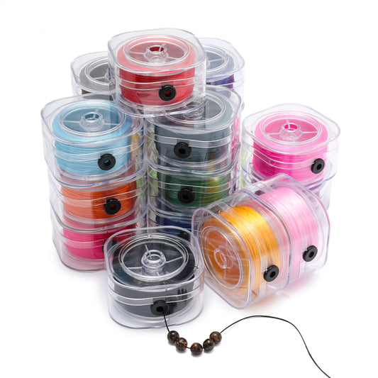 80meters/Box DIY Crystal Beading Stretch Elastic Thread Cord with Box Colorful 0.8mm Flat Beading Cord Jewelry Making Supplies