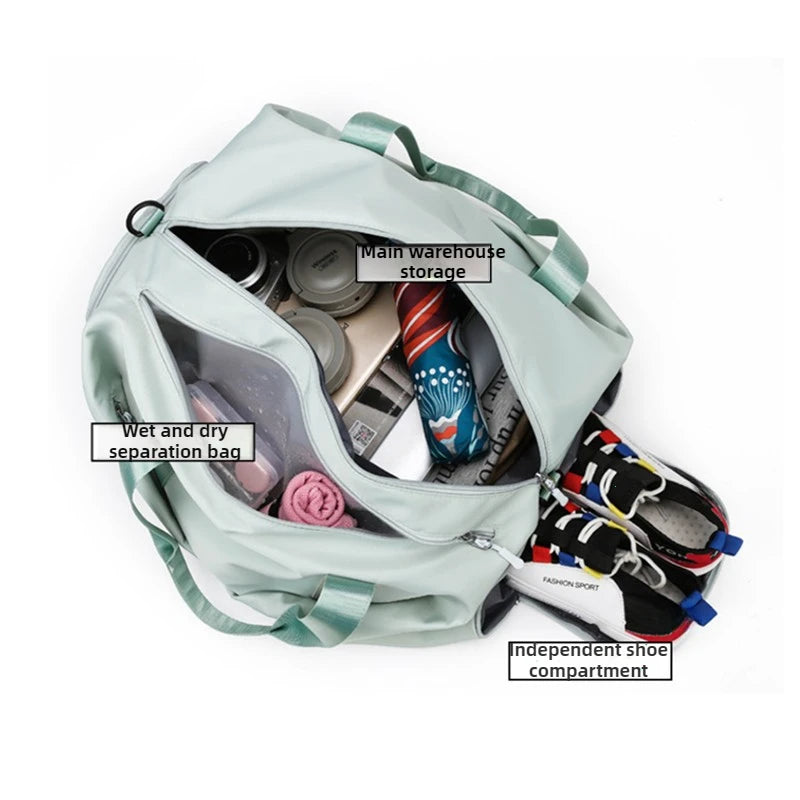 Women’s Gym Bag with Dry Wet Pocket – Sports Travel Duffel, Yoga Fitness Shoulder Tote, Swimming Weekend Bag with Shoe Compartment
