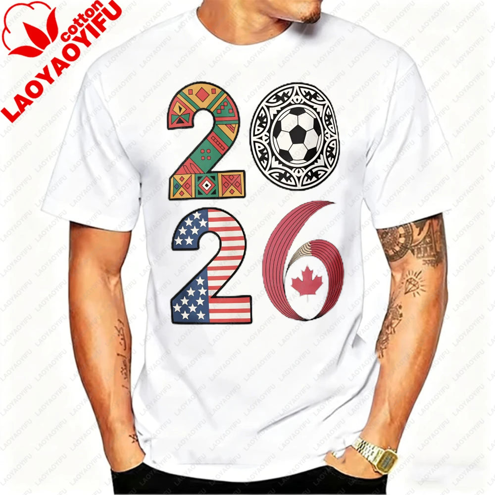 USA, Canada & Mexico Soccer Flag T-Shirt – Cotton Graphic Tee (2026 Edition)