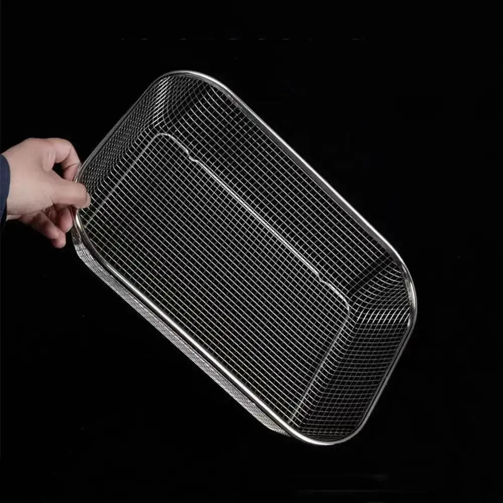 Stainless Steel Square Mesh Drain Basket Drain Basket 3 Size Vegetable Washing Basin Hollow Out Space-saving