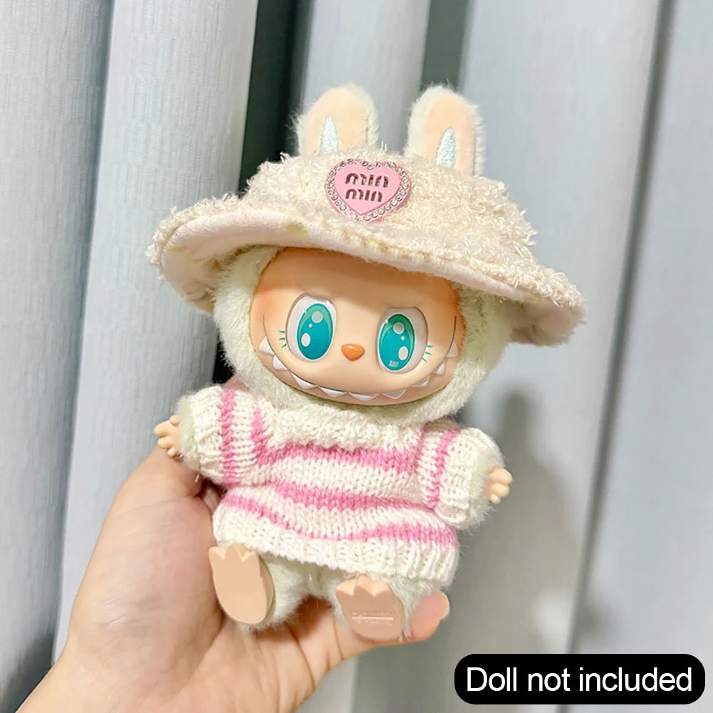 17cm Labubu Doll Clothes Outfit – Accessories for Kpop EXO Labubu Idol V1/V2, Skirt & Sweater Clothing Gift"