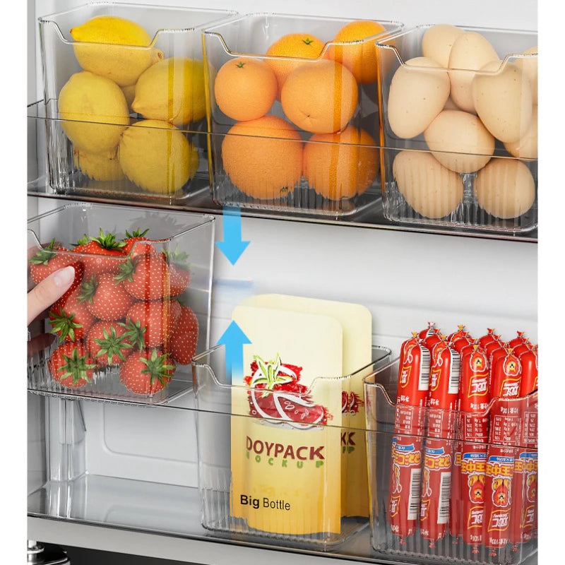 3-Piece Clear Refrigerator Organizer Bins – Food & Seasoning Storage Boxes for Kitchen and Fridge Organization