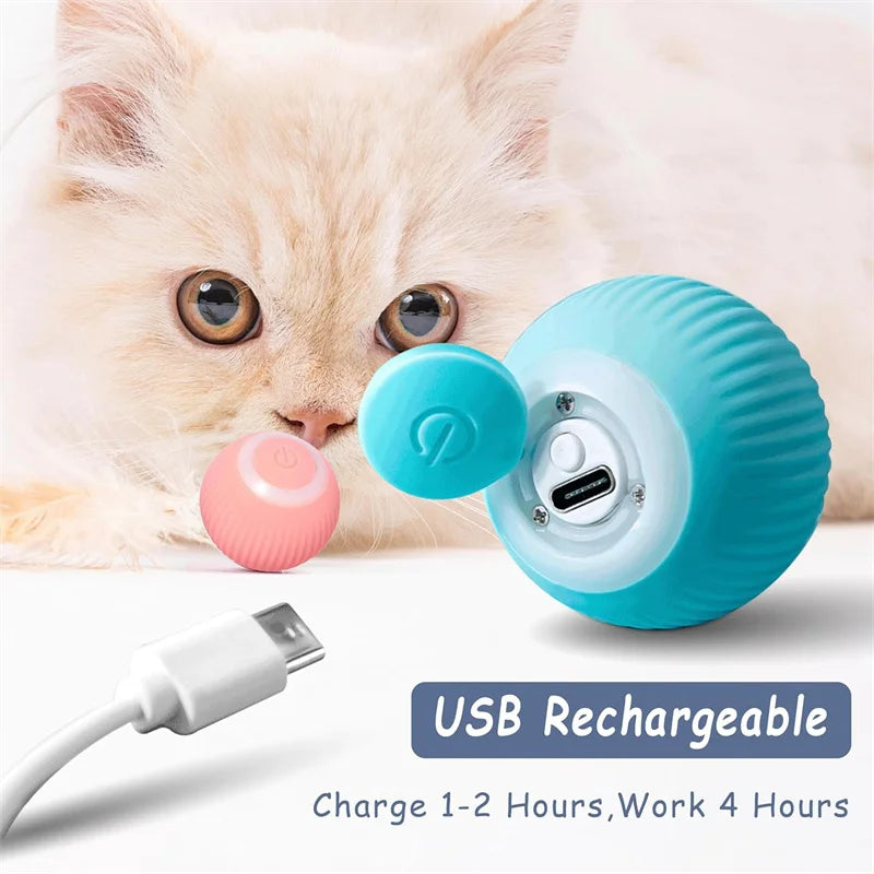 USB Rechargeable Interactive Pet Ball, Automatic Moving Toy for Puppies, Dogs, and Cats