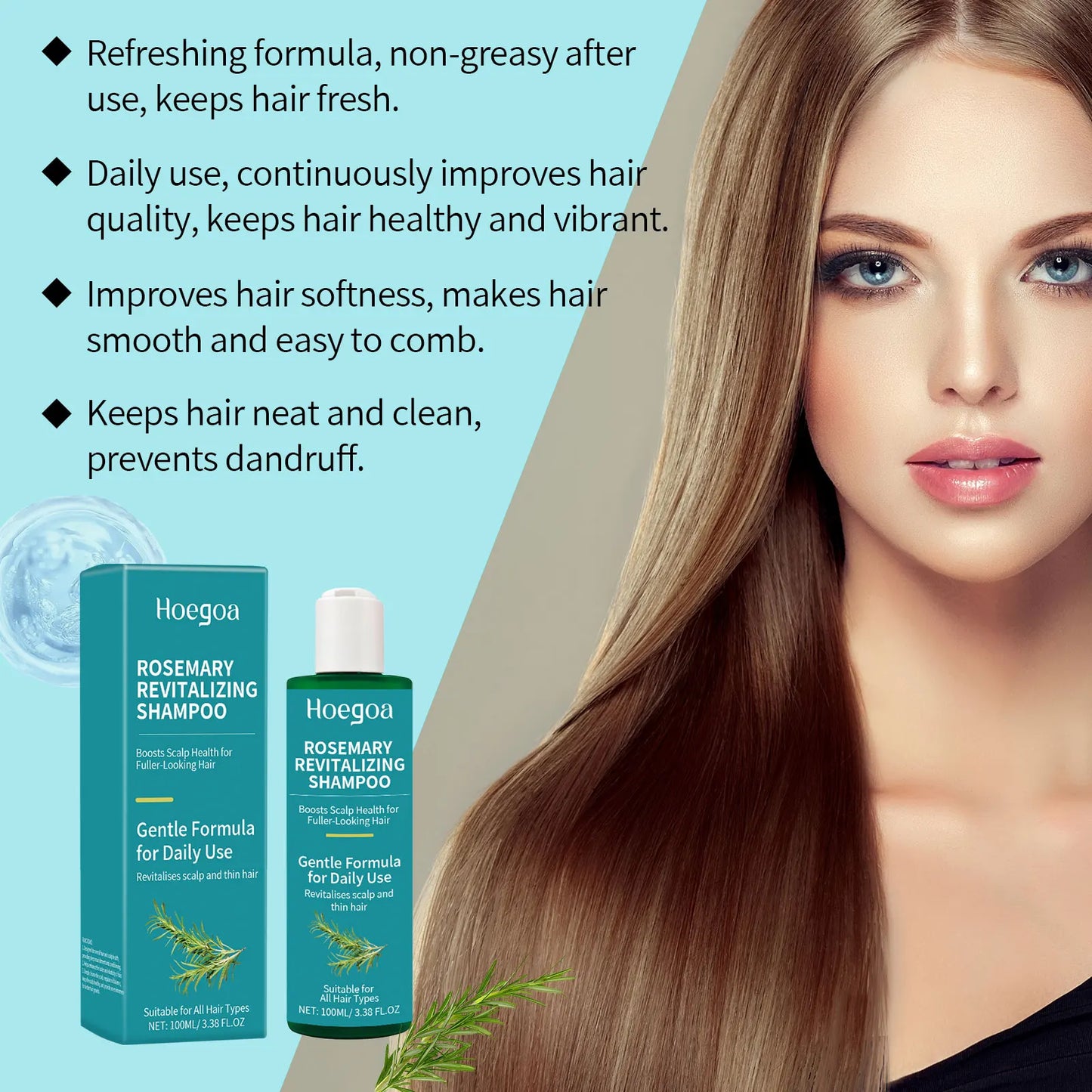 Rosemary Hair Care Set – Shampoo, Conditioner & Serum for Nourishing, Strengthening Hair and Smoothing Dry, Frizzy Hair
