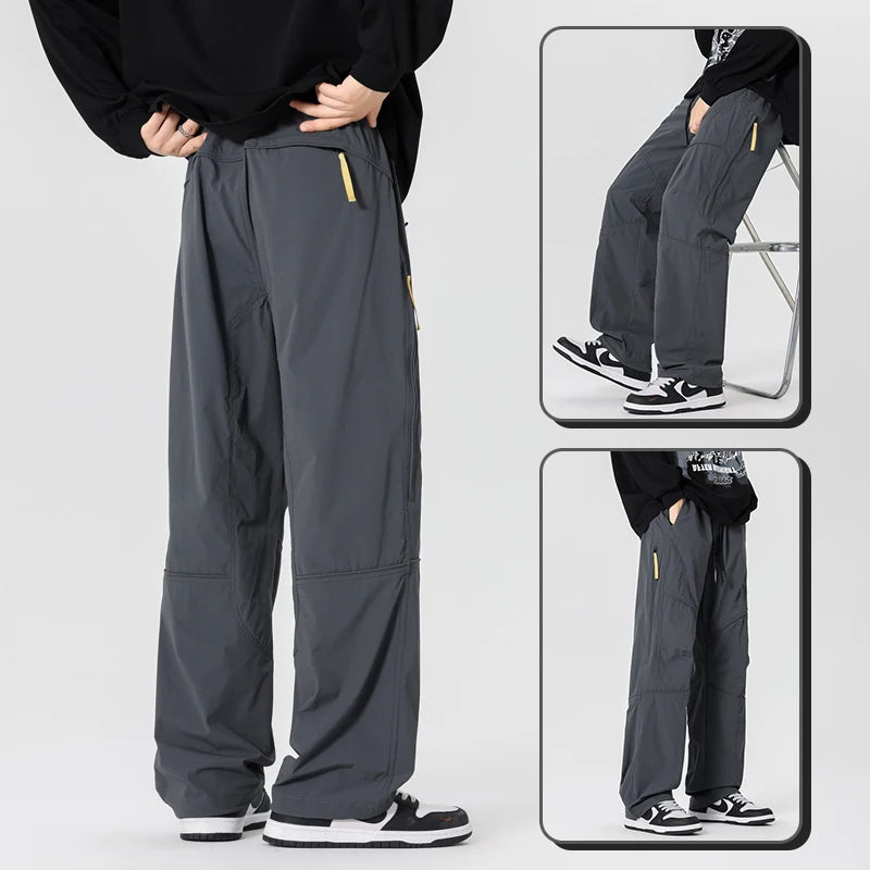 Men’s Casual Pants Loose Fit Straight Leg – Water-Resistant Everyday Trousers Spring Fashion