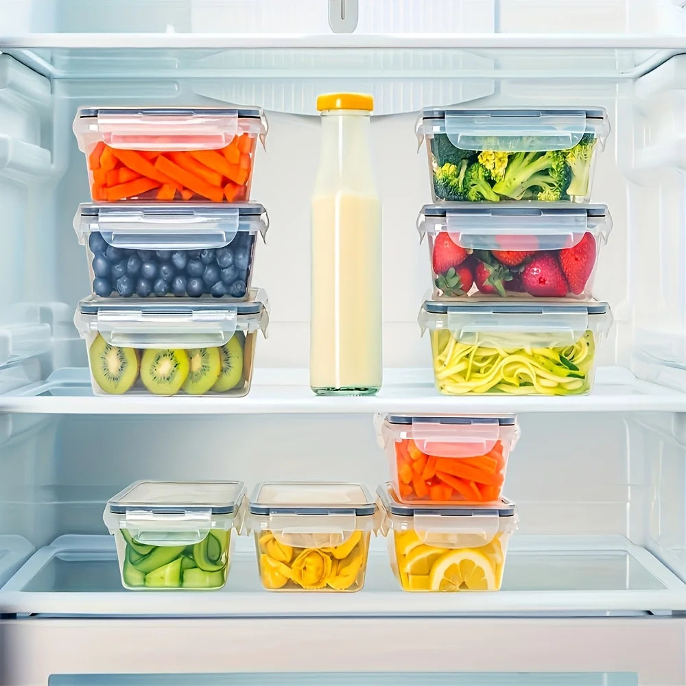 Clear Kitchen Food Storage Container Set – Microwave-Safe, Multi-Purpose Plastic Lunch Boxes with Lids + 24 Chalkboard Labels