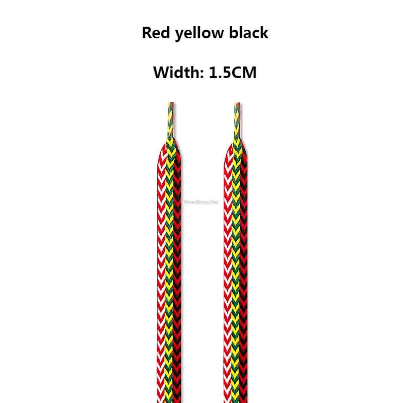 Flat Wavy Shoelaces for Sneakers – Trendy Wide Replacement Shoe Laces for Casual, Sport & Streetwear Shoes (1.5cm / 2cm / 3cm Widths)