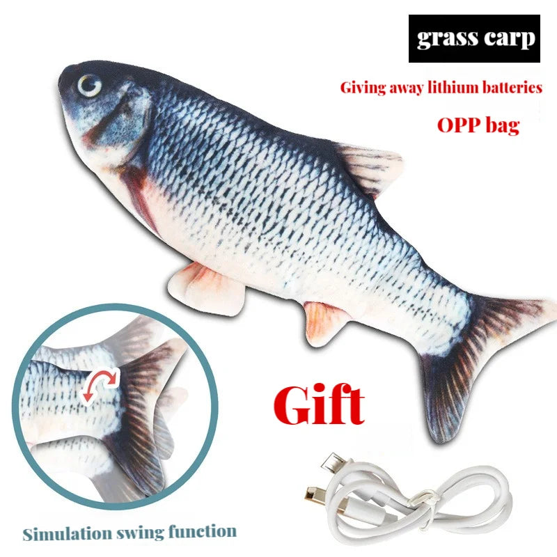 Interactive Electric Fish Cat Toy with USB Rechargeable Motion for Chewing, Playing & Entertainment