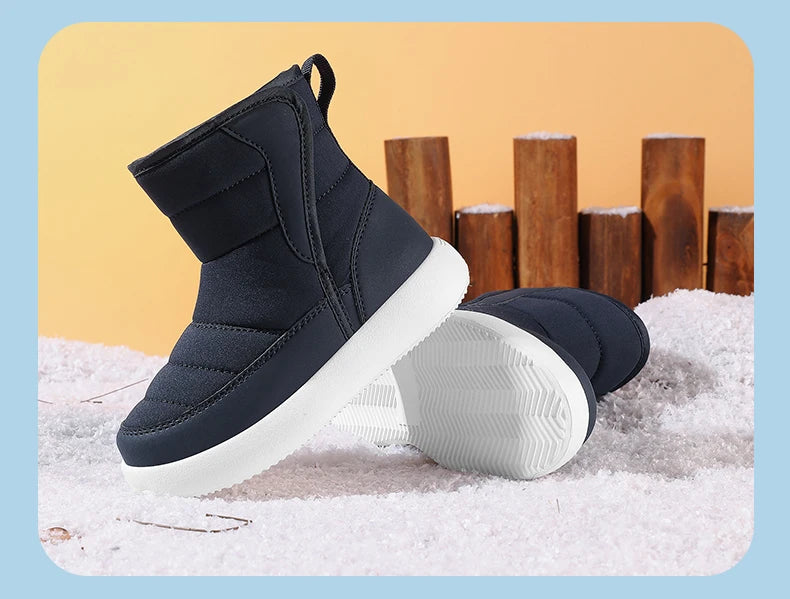 Winter Warm Kids Snow Boots – Plush, High-Top, Anti-Slip, Waterproof Cotton Shoes for Boys & Girls