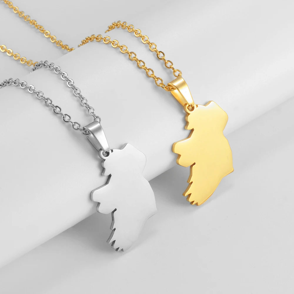 Ireland Map Pendant Necklace – Stainless Steel Éirinn Jewelry