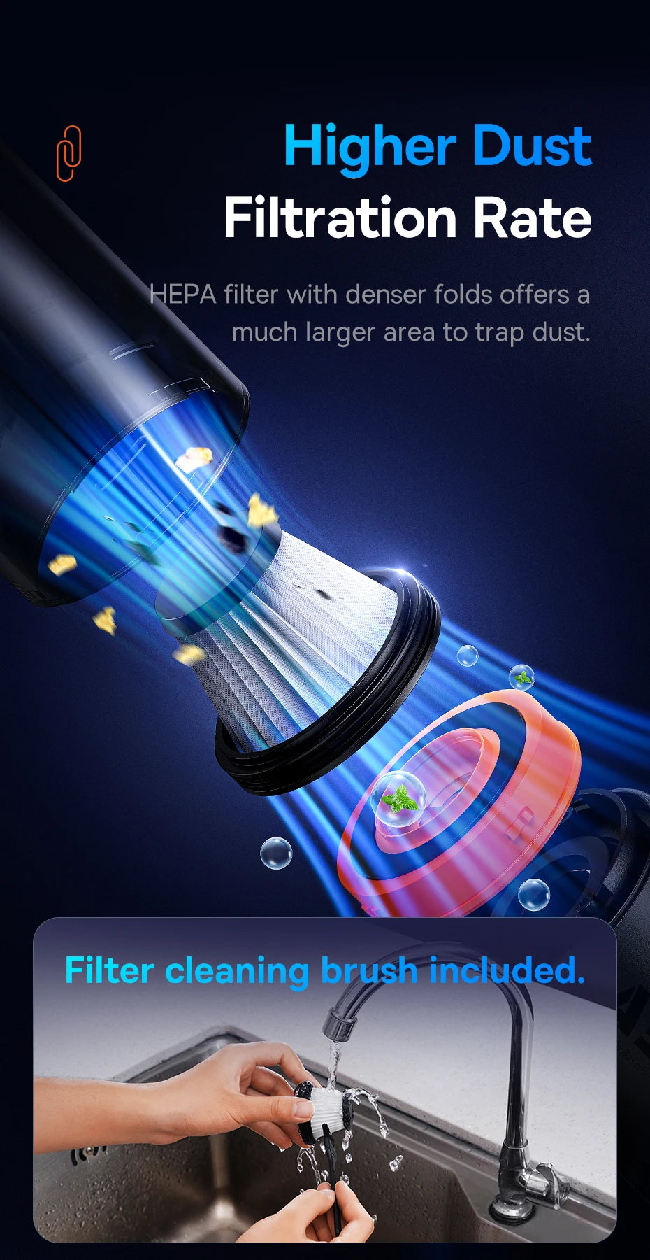 Baseus A5 Air Cordless Handheld Vacuum Cleaner – Powerful Suction for Car & Home