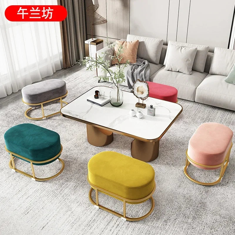 Seating Living Room Fabric Craft Shoe Changing Stool Home Doorway Sofa Stool Oval Rest Stool