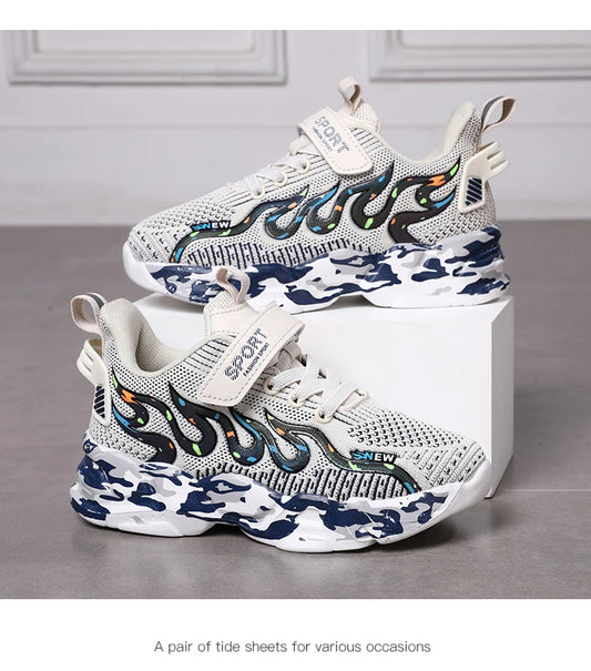 Kids Running Sneakers – Breathable Mesh Casual Shoes for Boys (Ages 7–12)