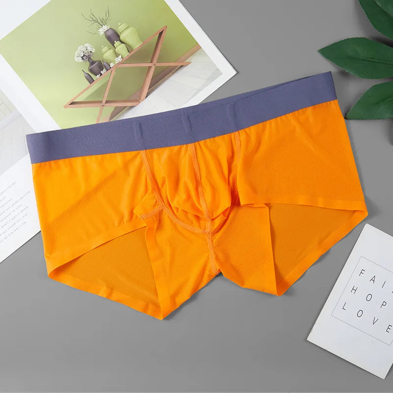Men’s Ultra-Thin Ice Silk Boxer Shorts – Seamless, Breathable, Quick-Dry Underwear