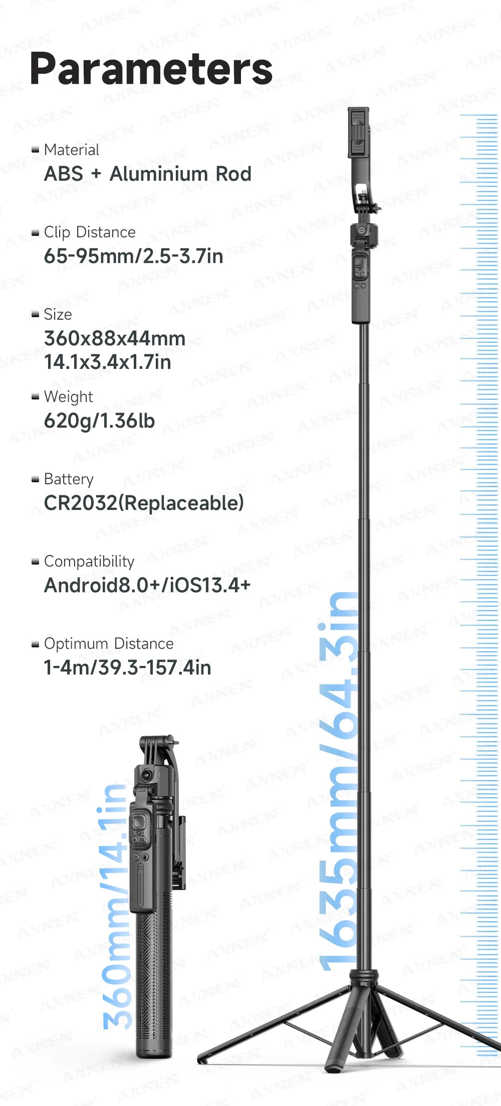 AI Face-Tracking Selfie Stick Tripod with Bluetooth Remote
