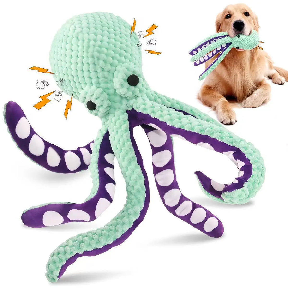 Plush Pet Chew Toy with Octopus and Food Designs