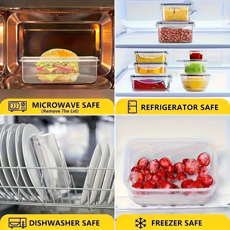 Clear Kitchen Food Storage Container Set – Microwave-Safe, Multi-Purpose Plastic Lunch Boxes with Lids + 24 Chalkboard Labels