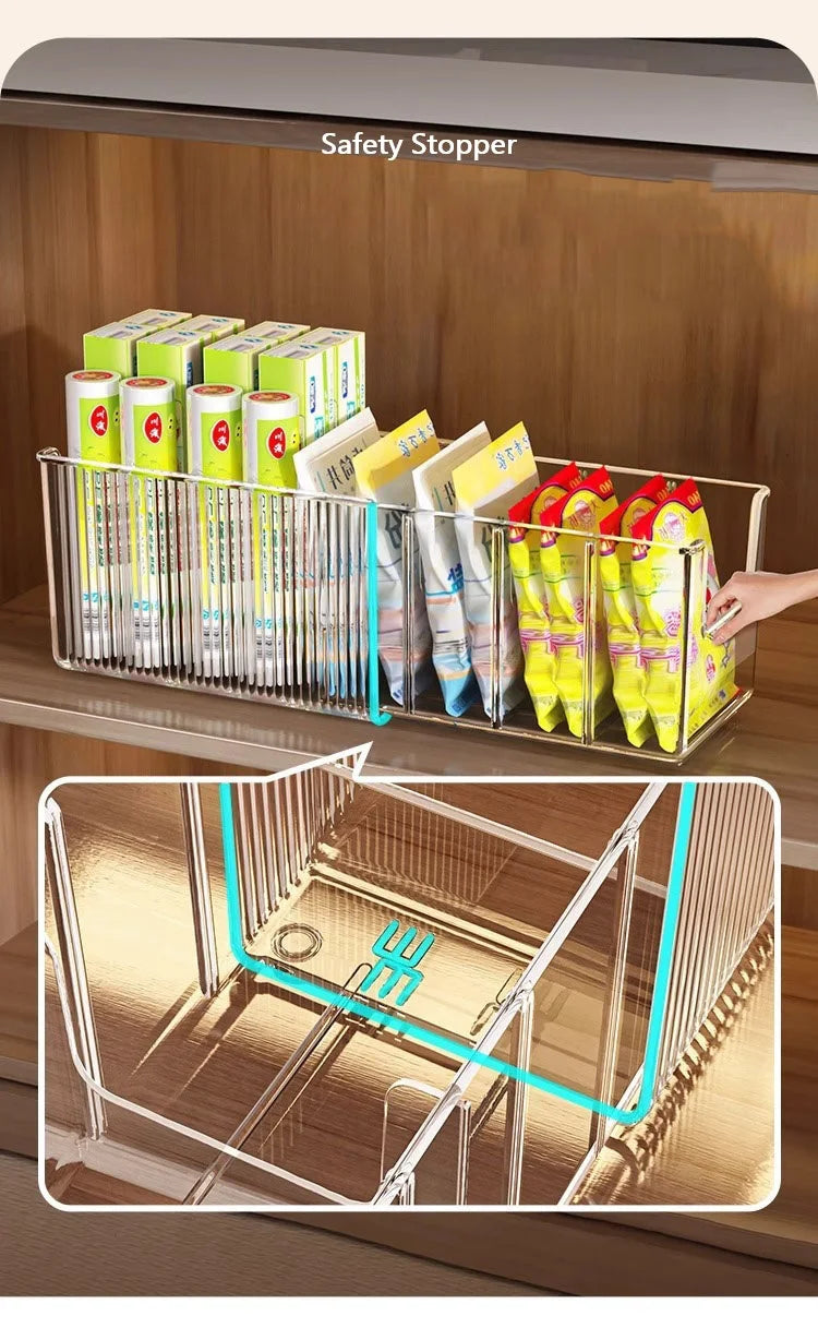 Clear Plastic Expandable Spice Organizer with Dividers – Snack, Tea Packet & Pantry Storage Containers