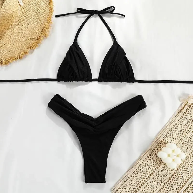 Women’s Printed Bikini Set – Halter Backless Swimwear, Beachwear, Biquini