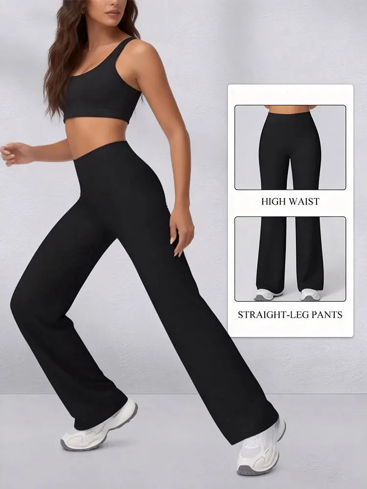 Women's High-Waist Straight Wide Leg Yoga Pants