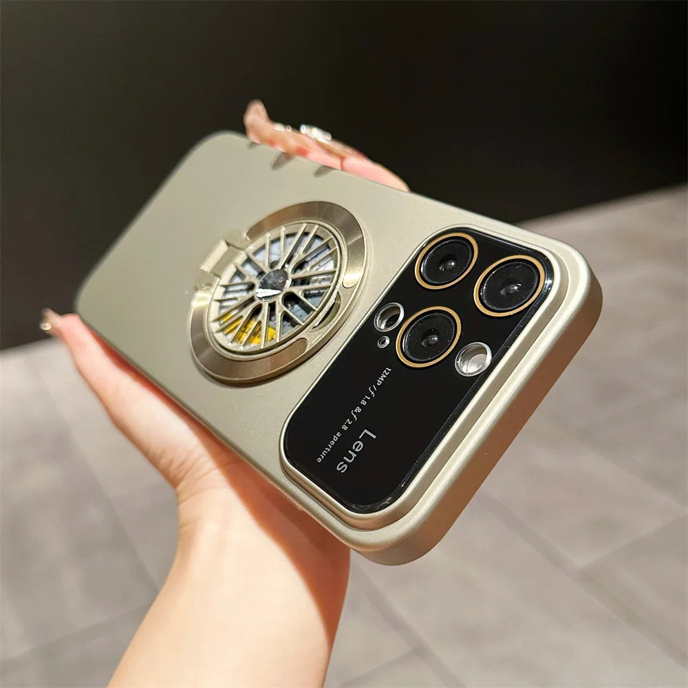 MagSafe Rotating Gyro Stand Phone Case with Camera Lens Protection for iPhone 16/15/14/13/12/11 Pro Max & Plus