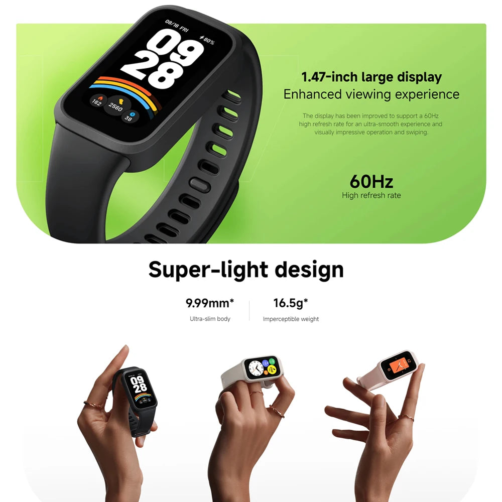 Global Version Smart Band 9 Active – 1.47" TFT Display, 18-Day Battery Life, Fitness & Health Tracker