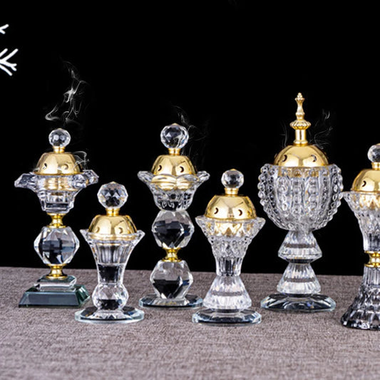 Aromatherapy Diffuser Ornament Artificial Crystal Incense Burner Creative Tea Ceremony Indoor Yoga Meditation Crafts Clear Glass Bakhoor Burner