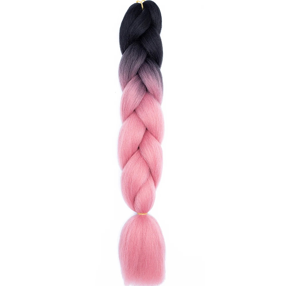 GlowStrands 24” Jumbo Braids for Kids & Adults – Ombre Kanekalon Hair Extensions, Easy Styling & Natural Feel