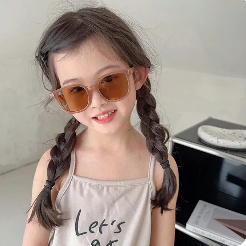 Kids Vintage Square Sunglasses – UV400 Protection | Cute Outdoor Fashion Shades for Girls & Boys