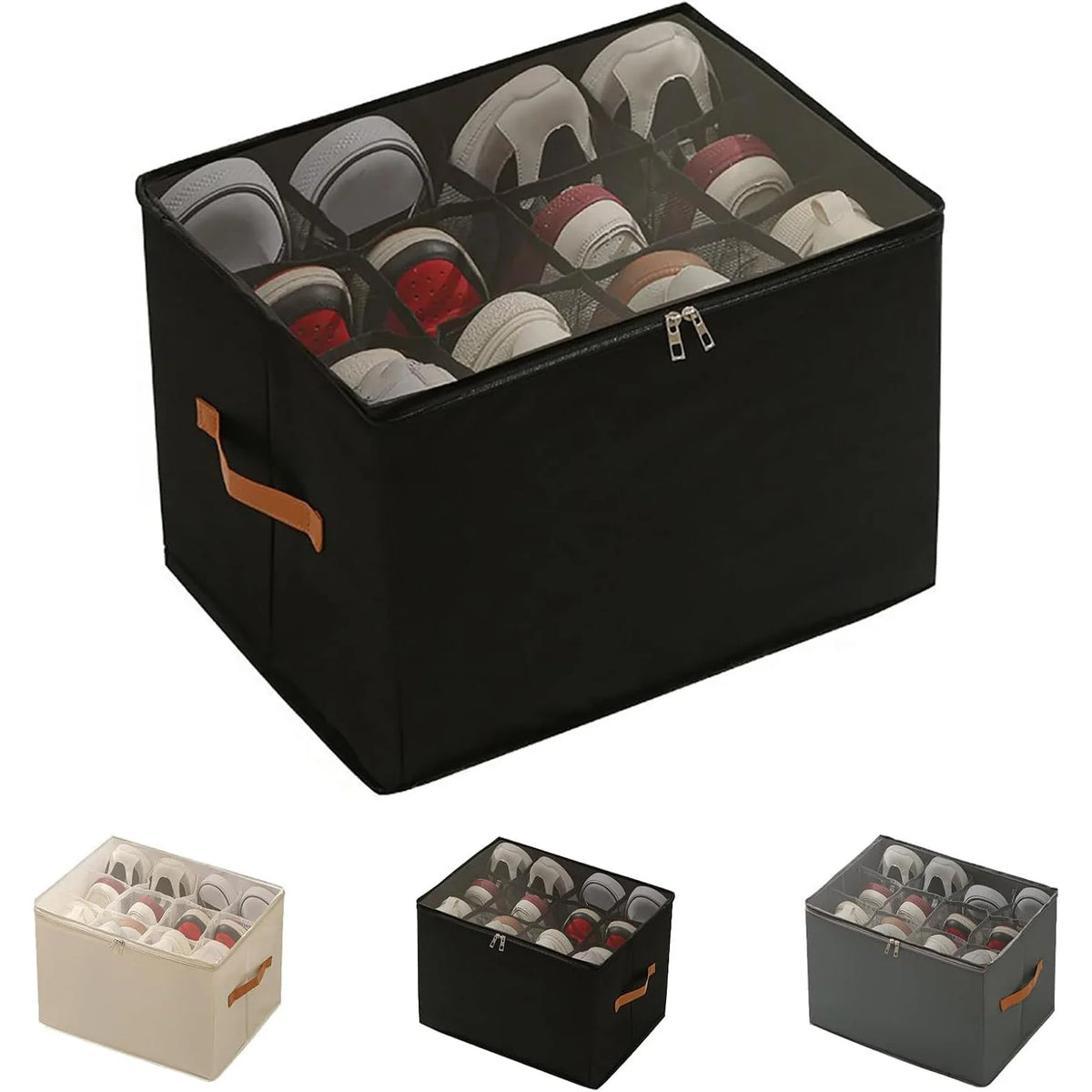Foldable Shoe Storage Organizer with Clear Lid