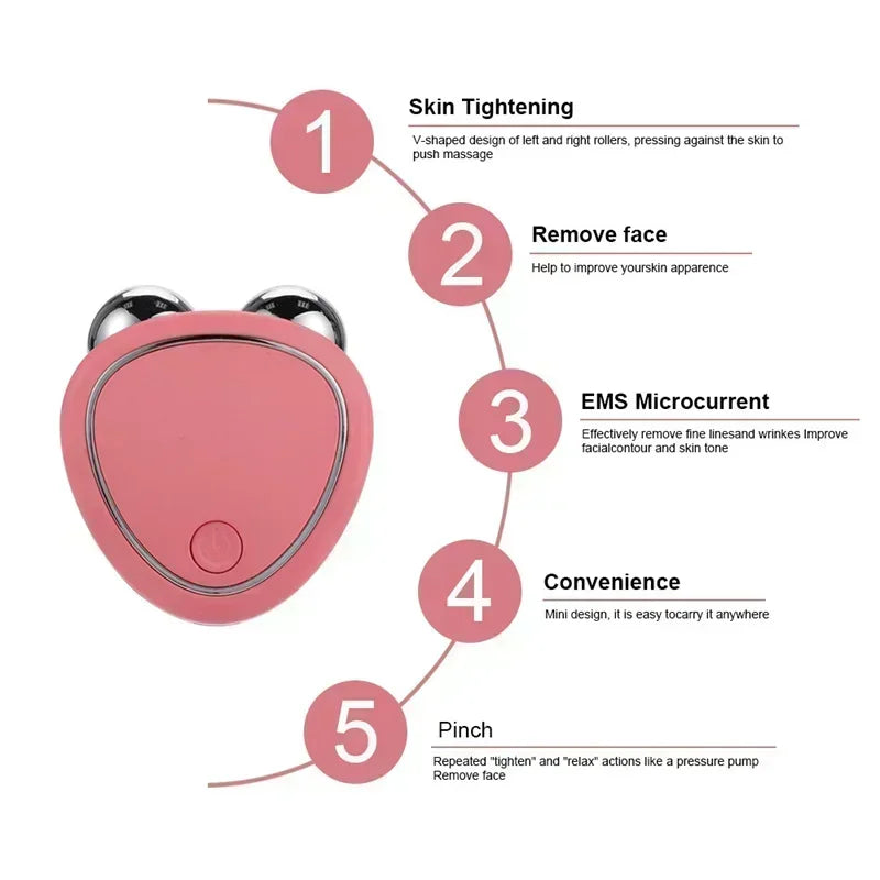 Mini Facial Massage Beauty Device – Portable USB Rechargeable | Anti-Wrinkle, Skin Tightening, Face Lifting & Firming Tool for Daily Skincare