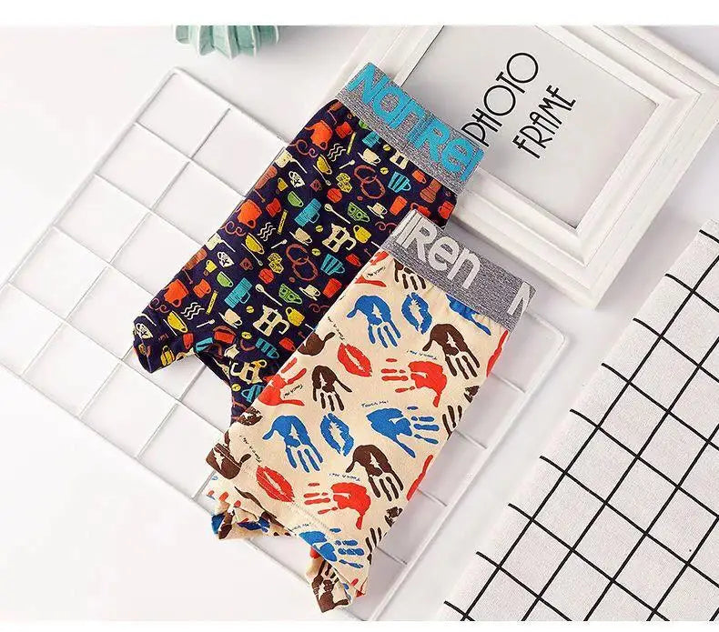 4-Pack Men's Cotton Boxer Shorts with Print Design