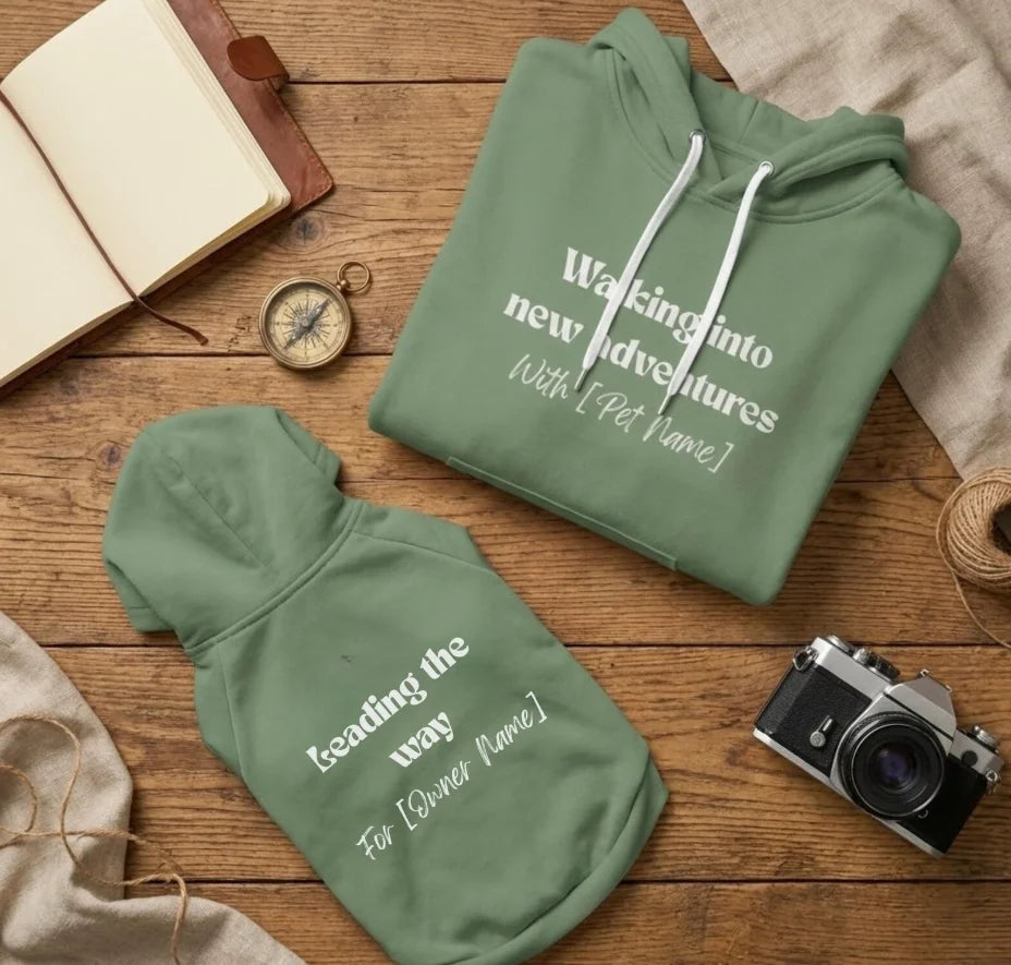 Pet and Owner Matching Hoodie Set — Custom Embroidered Dog Mom Sweatshirt