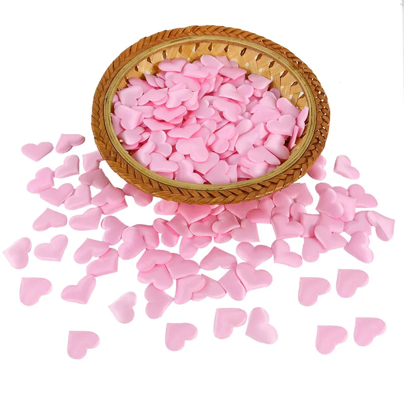100/200 pcs Artificial Love Heart Petals – Satin & Sponge Confetti for Valentine’s Day, Wedding, Party, Table and Bed Decorations