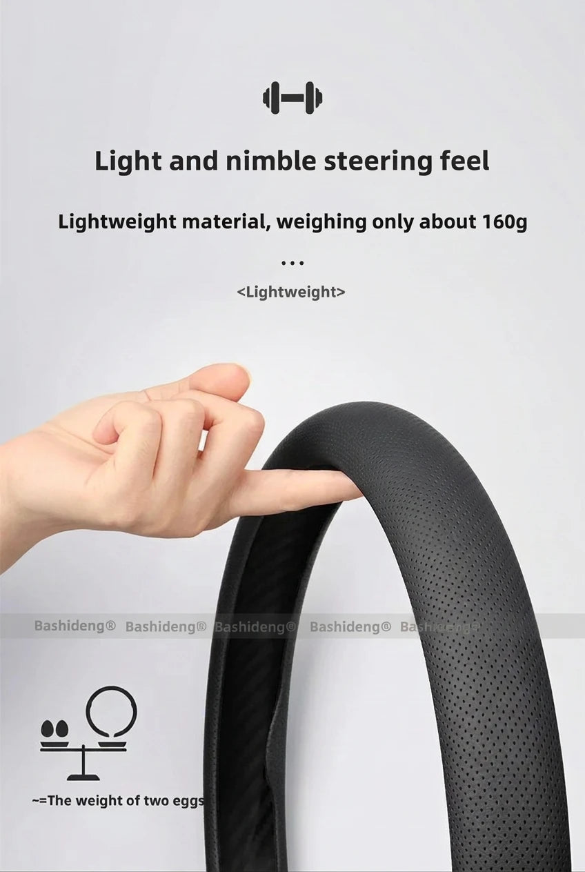 Textured Faux Leather Car Steering Wheel Cover, 38 cm