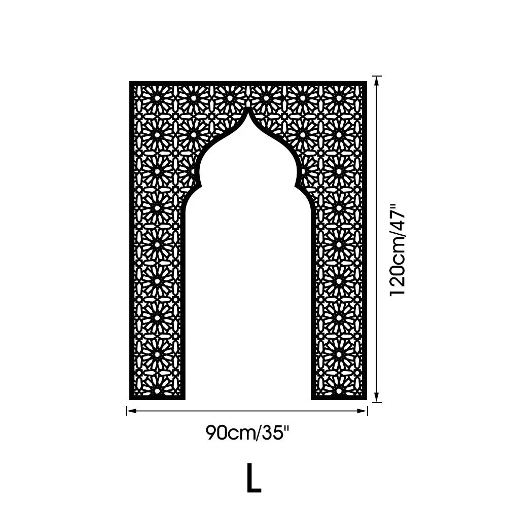Islamic Arch Mirror Wall Sticker – Gold Acrylic 3D Mosque Frame Decal with Geometric Pattern for Ramadan & Eid Decor