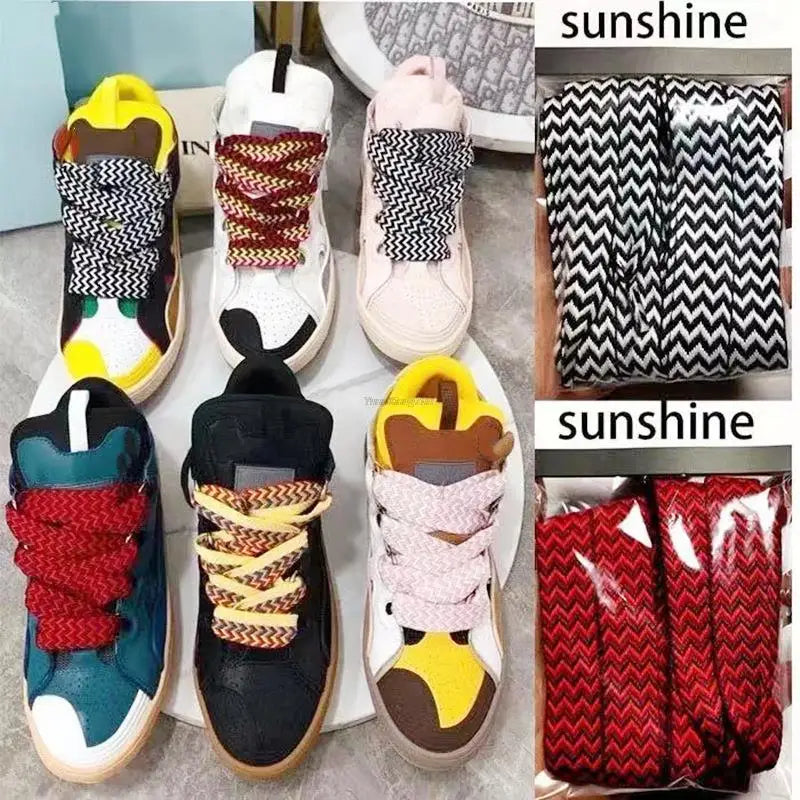 Flat Wavy Shoelaces for Sneakers – Trendy Wide Replacement Shoe Laces for Casual, Sport & Streetwear Shoes (1.5cm / 2cm / 3cm Widths)