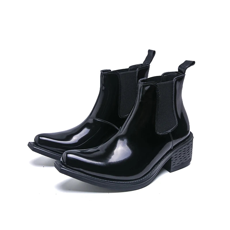 Men’s PU Leather Chelsea Boots, Classic Pointed Toe Design