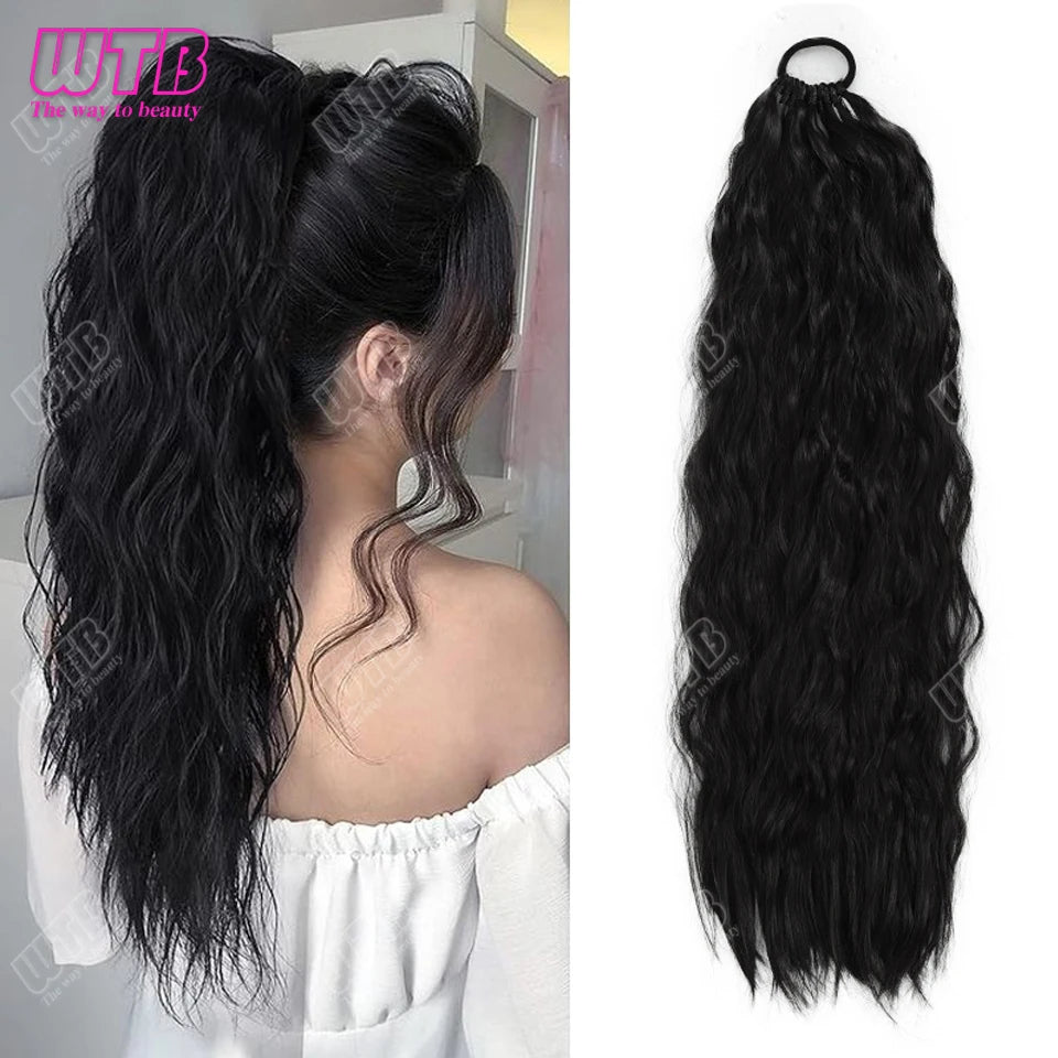 24-Inch Synthetic Braided Wig – Corn Perm Curly Ponytail, Lightweight & Natural Look for Daily Wear