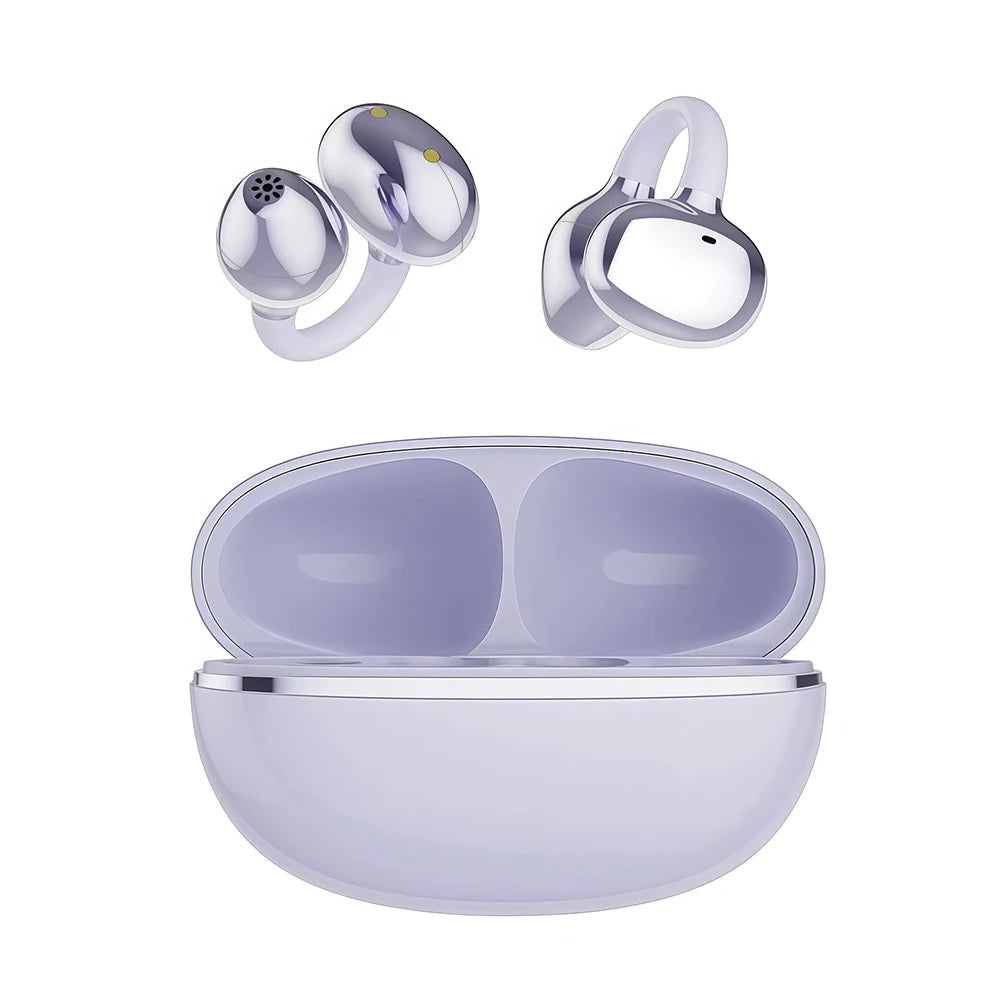Open-Ear Bluetooth Clip-On Wireless Earbuds with Microphone, Long Battery Life for Sports, Cycling, Music, Gaming and Calls
