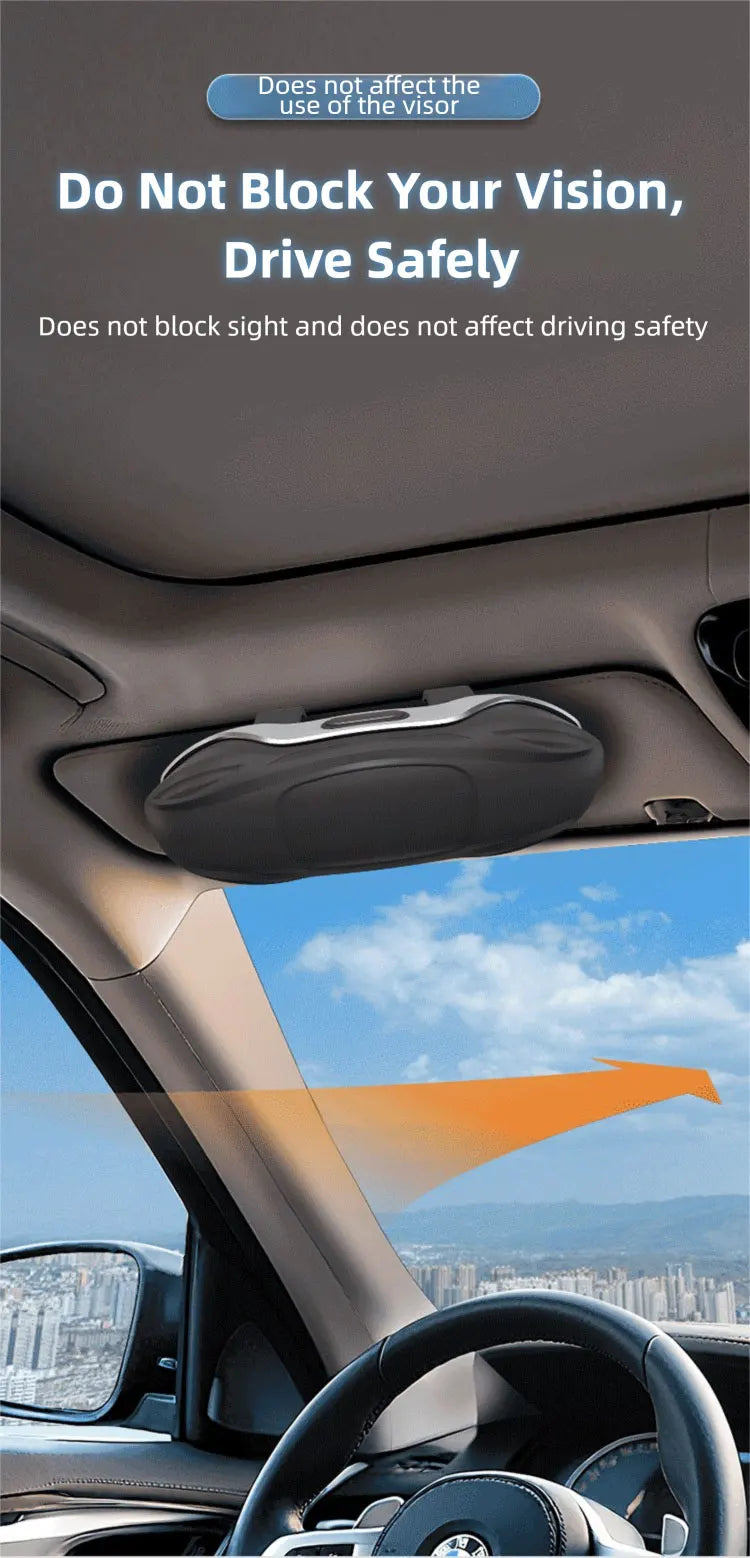 Portable Car Sunglasses Holder – Eyeglass Case & Sun Visor Clip for Driving