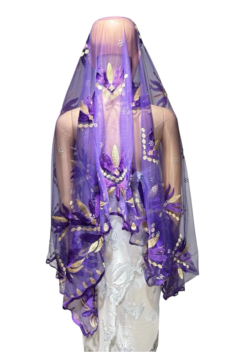 Women's Embroidered Voile Hijab Scarf