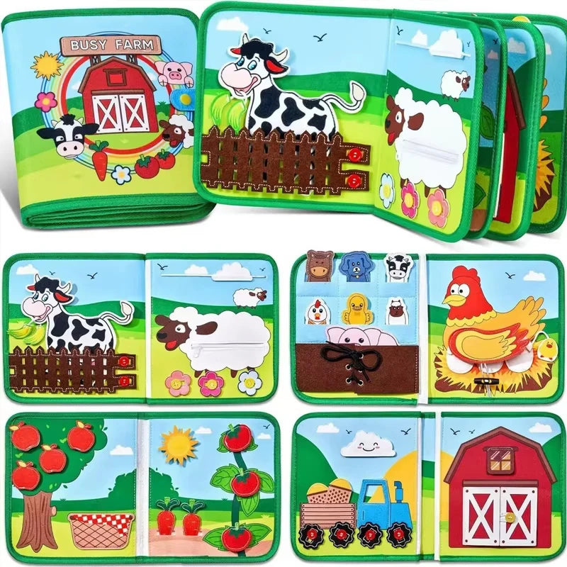 Montessori Busy Book for Toddlers – Farm Animal Activities, Fine Motor Skills, Early Learning Toy