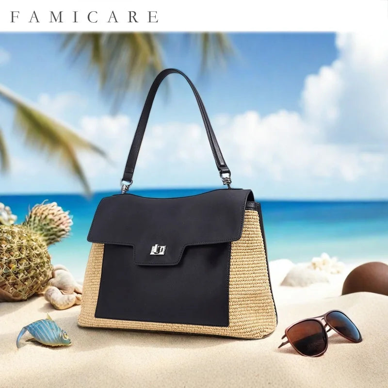 Women’s Casual Leather Tote Bag – Large Soft Cowhide Shoulder Purse for Shopping & Travel