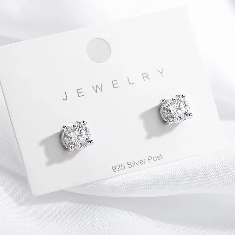 Moissanite Stud Earrings – S925 Sterling Silver Platinum-Plated Unisex Earrings