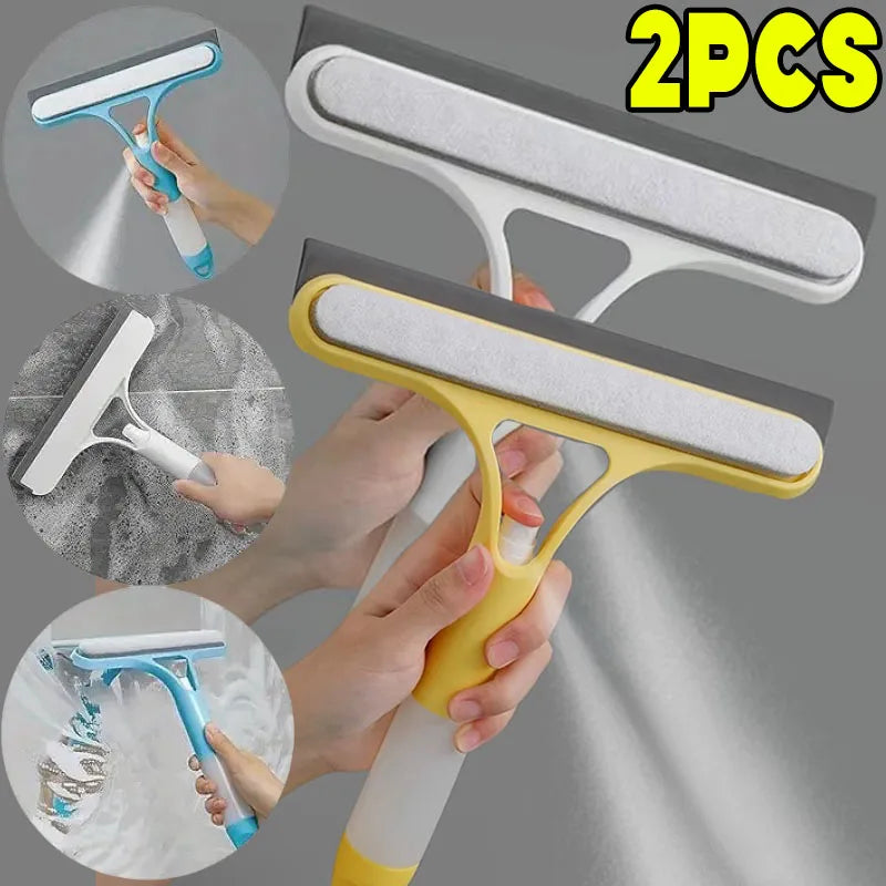 3-in-1 Window Cleaning Tool – Spray Bottle, Microfiber Scrubber & Squeegee for Glass, Mirrors & Cars | Multi-Purpose Household Cleaner