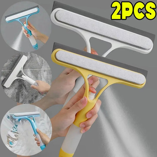 3-in-1 Window Cleaning Tool – Spray Bottle, Microfiber Scrubber & Squeegee for Glass, Mirrors & Cars | Multi-Purpose Household Cleaner
