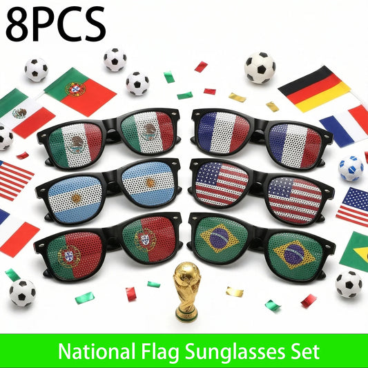 8PCS HD Vision Flag Sunglasses – Football Fan Sports Party Eyewear